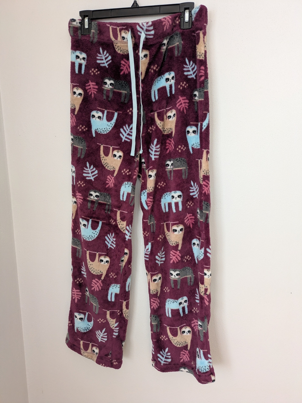 Secret Treasures Burgundy Sloth Plush Pajama Pants